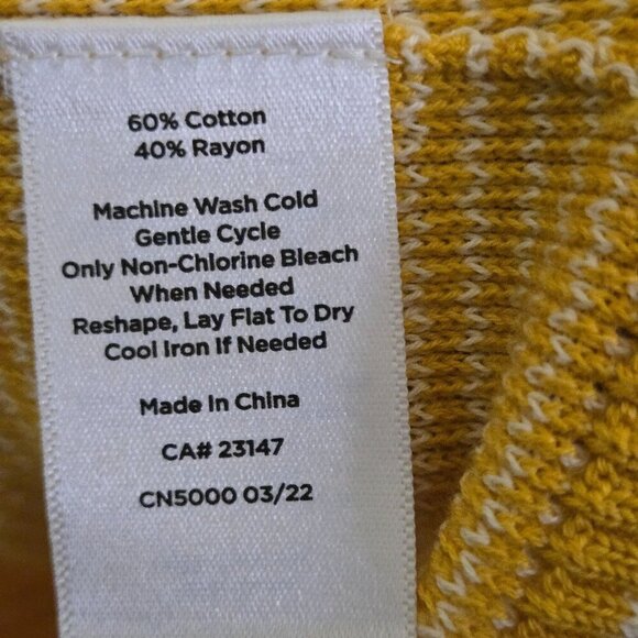 Talbots NWT Petite Mustard White Cotton Blend Crew Neck Logistic Sweater Size Sp - Picture 7 of 7